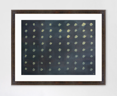 all hats, no cattle black and gold framed print