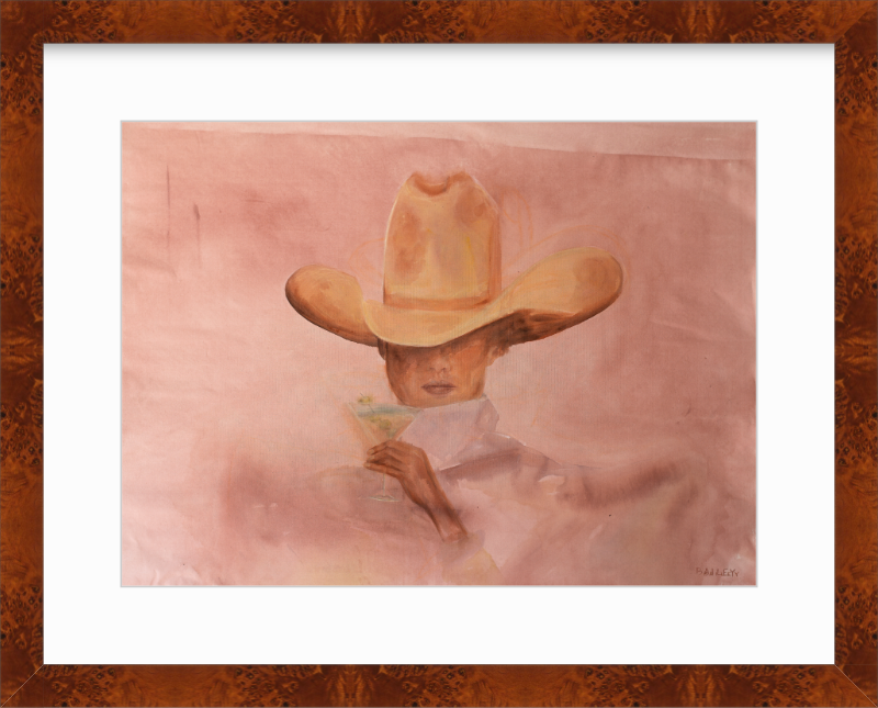 martini cowgirl jambi framed print