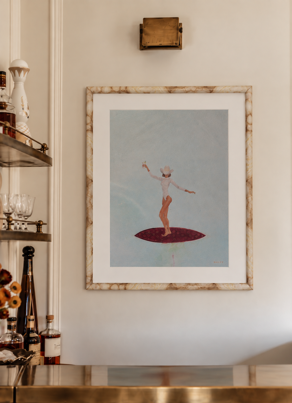 martini surfer cowgirl print