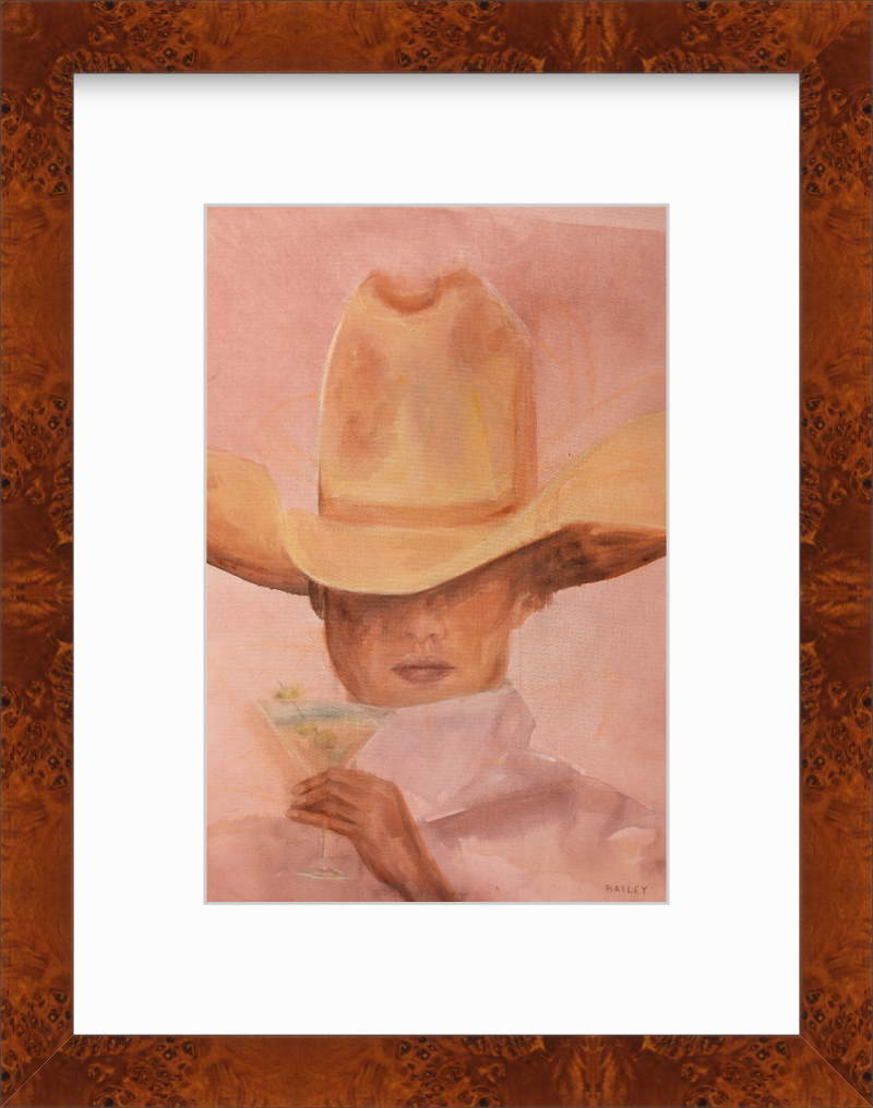 martini cowgirl jambi small framed print