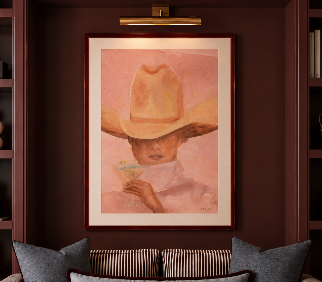 martini cowgirl print, cropped vertical
