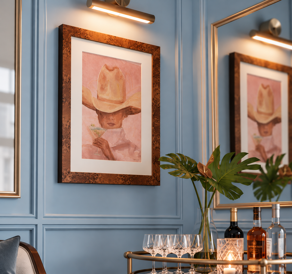 martini cowgirl jambi small framed print