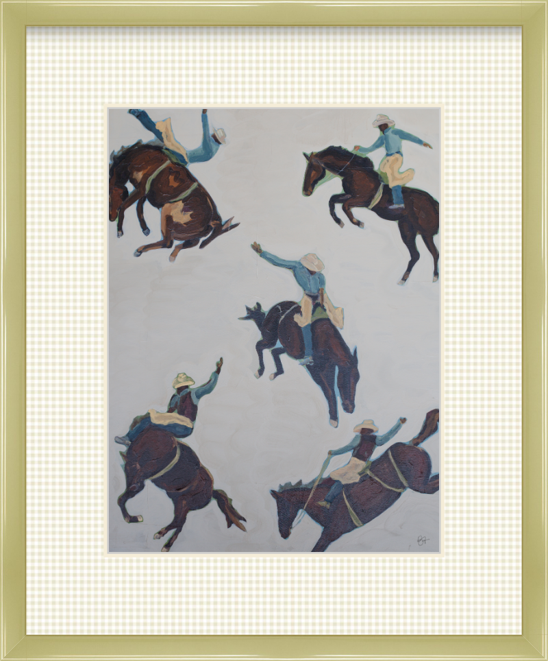 not my first rodeo Gingham & Sage Gloss Framed Print