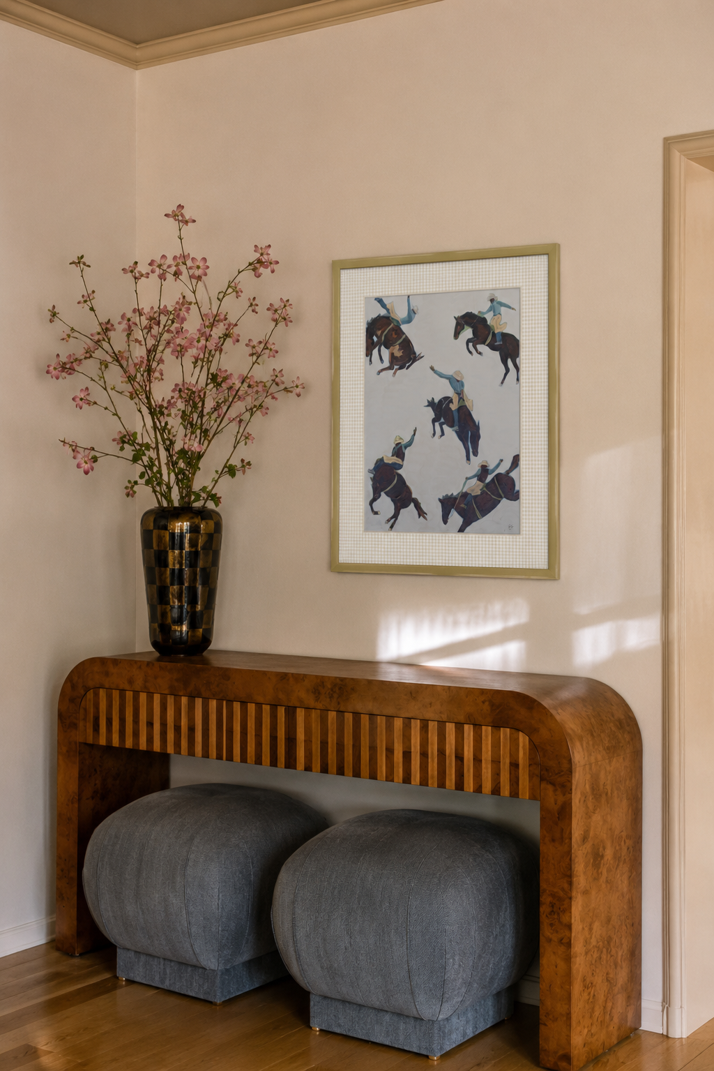 not my first rodeo Gingham & Sage Gloss Framed Print