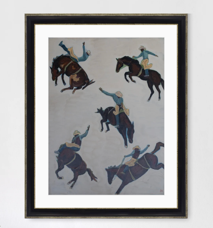 not my first rodeo black and gold framed print